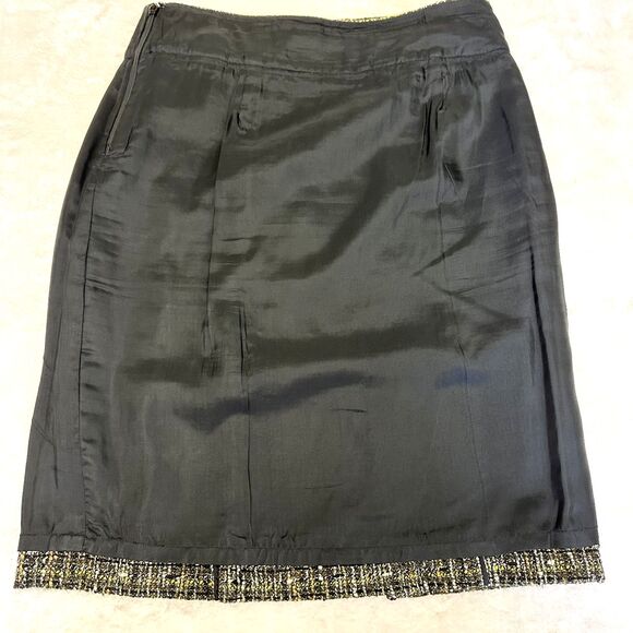 Eccoci Womens Green Black Tweed Double Slits Lined Knee-Length Pencil Skirt Sz 6 - Picture 9 of 10